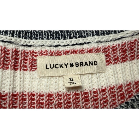 Lucky Brand American Flag Sweater Vest Women’s XL Patriotic Stars & Stripes - Picture 2 of 7